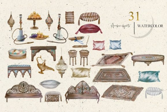 Arabian Interior Watercolor Kit: Top Illustrations