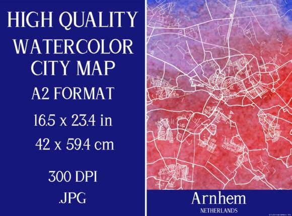 Arnhem Netherlands Watercolor City Map and Illustrations