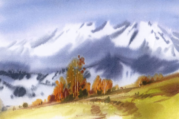 Autumn Watercolor Background for Illustrations