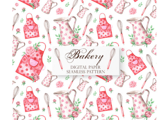Bakery Watercolor Seamless Pattern Illustrations