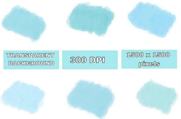 Blue Watercolor Brush Stroke ClipArt Set