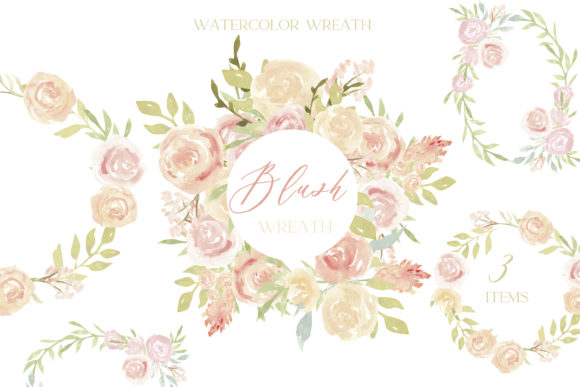 Blush Roses Wreath: Watercolor Illustrations