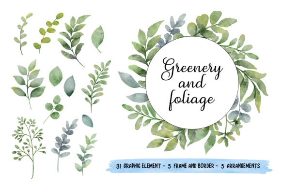 Greenery and Foliage Watercolor Set