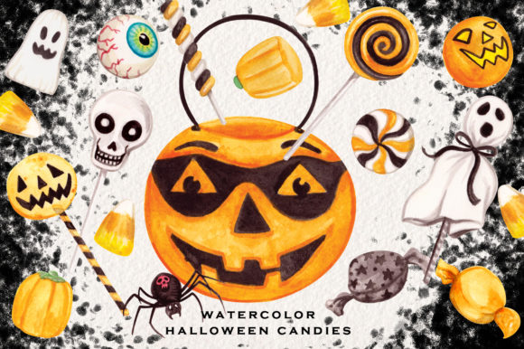 Halloween Watercolor Candy Collection