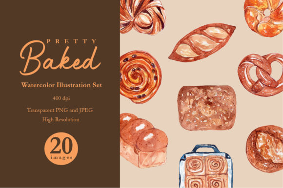 Pretty Baked Watercolor Bread Set: Illustrations for Craft