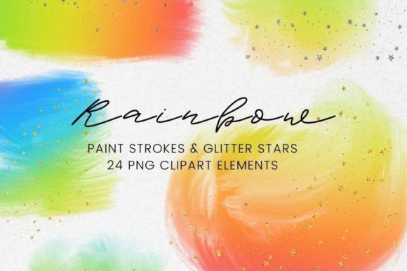Rainbow Watercolor Paint Brushstroke Illustrations