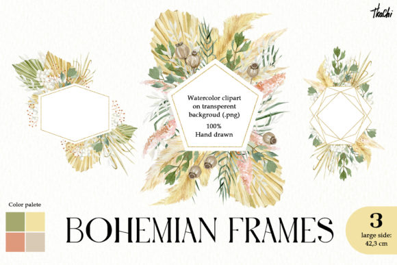 Watercolor Bohemian Frame Illustrations