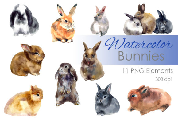 Watercolor Easter Clipart. Digital Png