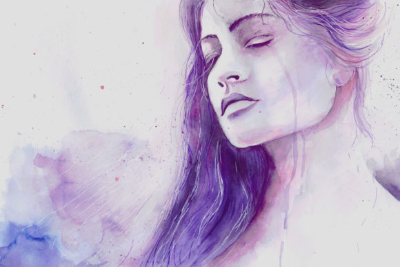 Watercolor Melancholy, Beautiful Girl Illustrations