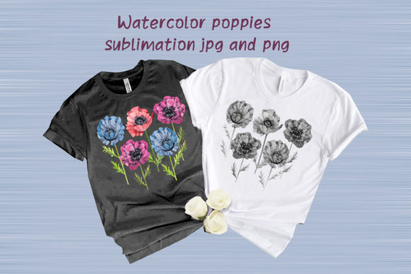 Watercolor Poppies Sublimation Illustrations