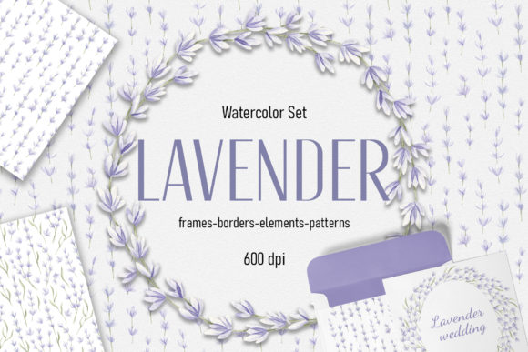 Watercolor Set “Lavender” and Illustrations