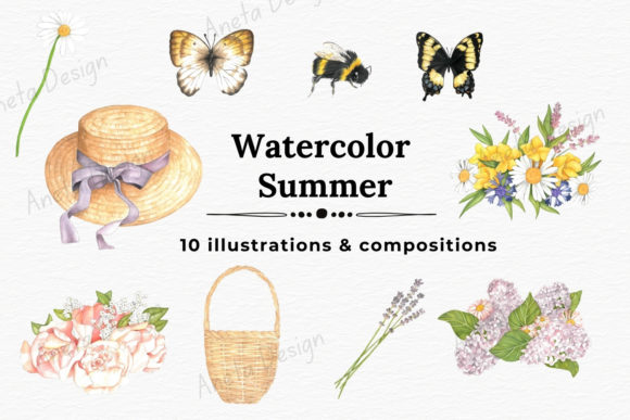 Watercolor Summer Illustrations, Hat