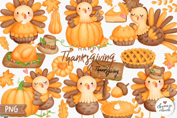 Watercolor Thanksgiving Clipart, Turkey Illustrations