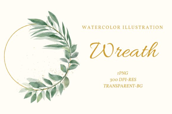 Watercolor Wreath Green Leaf Clipart and Illustrations