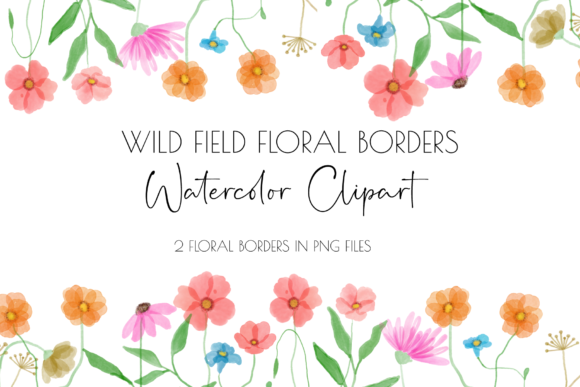 Wildflowers Watercolor Clipart, Flower